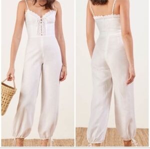 New Reformation Rose Jumpsuit Linen White Size 4